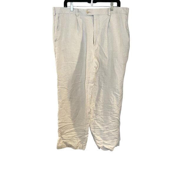 Cubavera Men's Pants Linen Blend Flat Front Beige Old Money Size 38 x 26 - Picture 1 of 5